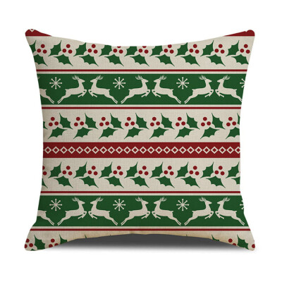 

Siaonvr Christmas Linen Skin Pillow Case Pillow Cushion Elk Snowflake Print 45×45CM