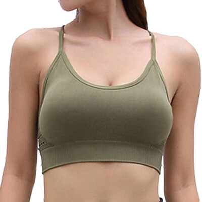 

Seamless Shockproof Gather Sports Bra Women Solid Backless Elastic Yoga Bra