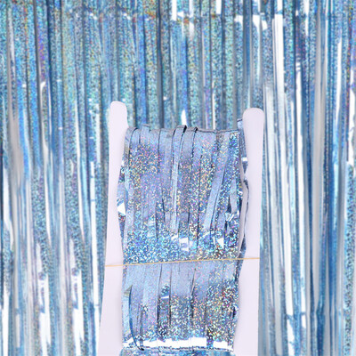 

Toponeto Foil Curtains Chrome Metal Shimmer Curtain for Birthday Wedding Party