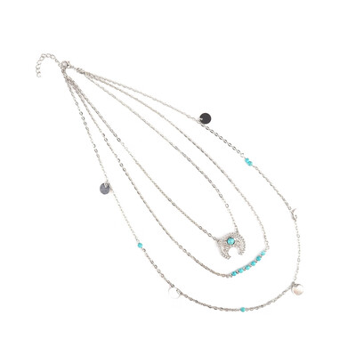 

1 PC Necklace Silver Turquoise Bohemian Festival Jewelry Gift Women Chain Beauty