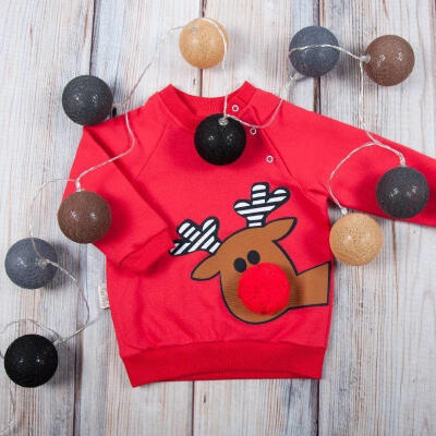 

Christmas Toddler Kids Baby Girl Boys Deer Cotton Top T-shirt Sweatshirt Clothes