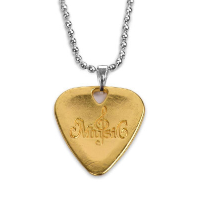 

Metal Guitar Pick Necklace Zinc Alloy 12mm Thickness with Ball Chain