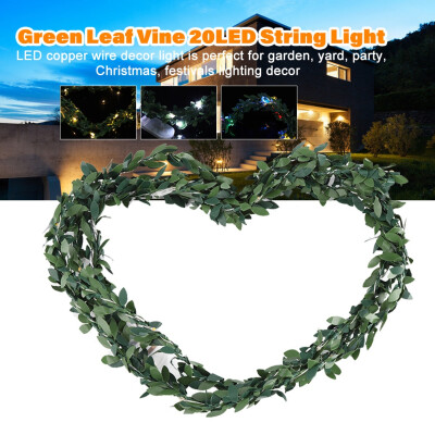 

String LightCopper Wire Decor LightGreen Leaf Vine 20LED String Light Copper Wire Lamp Garden Party Decor Lighting