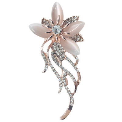 

Fashion Elegant Rhinestone Champagne Opal Flower Brooch Corsage Badge Brooch Clothing Brooch Pins Women Jewelry Gift