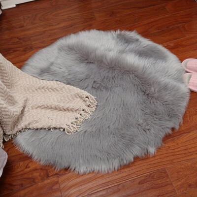 

Gobestart Soft Artificial Sheepskin Rug Chair Cover Artificial Wool Warm Hairy Carpet Gray