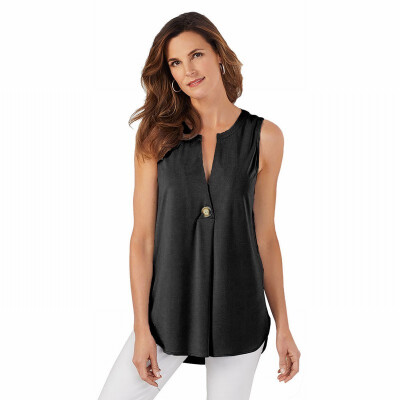 

womens summer T-shirt bottoming vest V-neck sleeveless button Sweatshirt