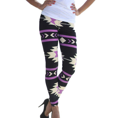 

Fashion Women Leggings Contrast Color Print Fitness Sports Pants Stretchy Cropped Yoga Trousers