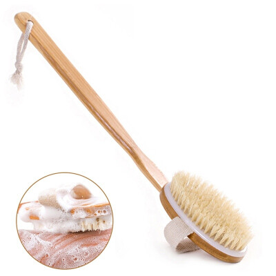 

Natural Long Wood Bristle Body Brush With Detachableundetachable Long Wood Handle Bath Body Brush