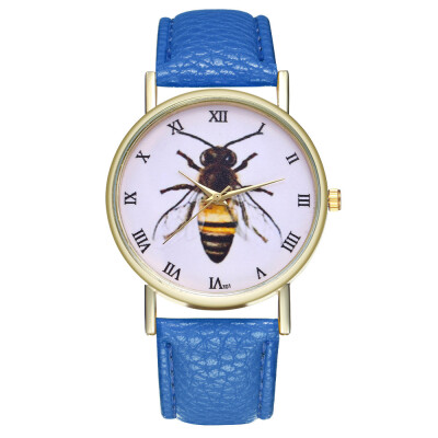 

Hardworking bee Drop shipping New Womens Fashion Geneva Roman Faux Leather Analog Quartz Wrist Watch Montre Femme Relogio