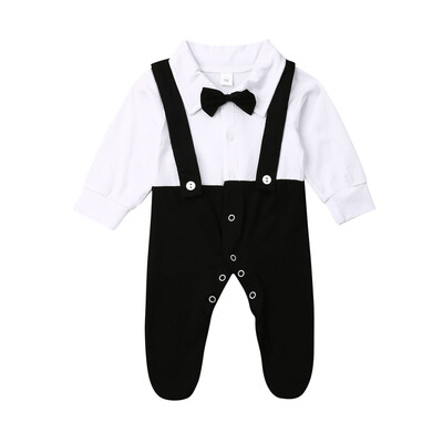 

Toddler Boys Kid Baby Outfits Jumpsuit Strap Shirt Bib Romper Bodysuit Gentleman