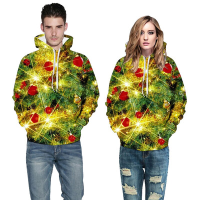 

Tailored Christmas Women Men Couples Print Long Sleeve Hoodie Sweatshirt Pullover Tops