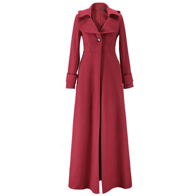 

Ladies Solid Lapel Collar Long Sleeve Jacket Winter Warm Windbreaker Formal Coat