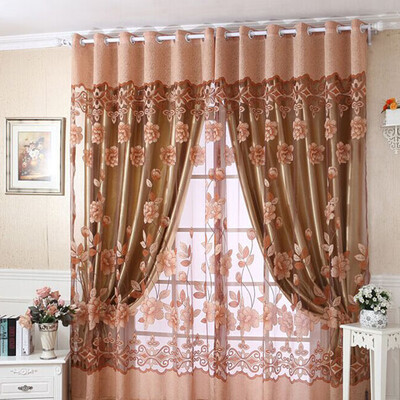 

Floral Tulle Voile Curtain Door Window Drape Panel Sheer Scarf Valance 100X250CM