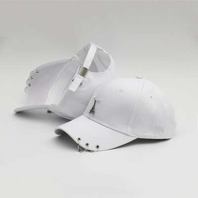 

New Cap Female Korean Chaopai Joker Student Stars with Spring&Summer Street Iron Ring Hip Hop Baseball Cap Male