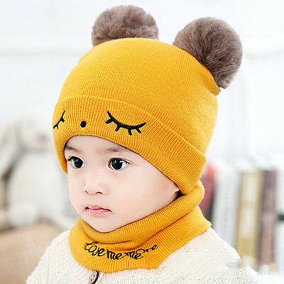 

Baby Toddler Boy Girl Winter Warm Knitted Crochet Beanie Hat Cap Scarf Sets