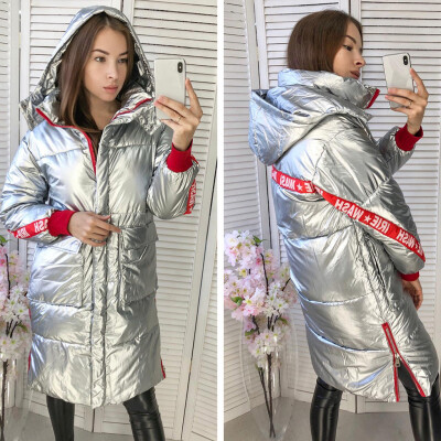 

Gobestart Women Winter Thicker Warm Loose Windproof Bright Surface Diamond Long Overcoat