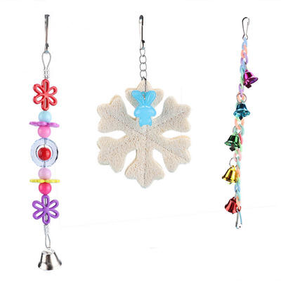 

Greensen 3 Pcs Bird Hanging Bell Flower Connect Activity Chew Swing Stand Cage Wall Toys for Parrot