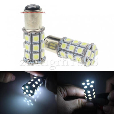 

TOP 2x Xenon White BA15D 5050 27SMD For Boat Marine RV Car LED Light Bulb 1142 1076