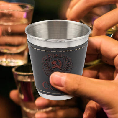 

Greensen 4Pcs 70ml Stainless Steel Mini Portable Wine Cup with Leather Cover for Travel Picnic
