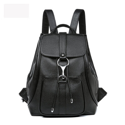 

Nalan NABLUE leather backpack female Korean fashion college wind large capacity backpack female student casual handbag black