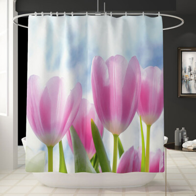 

Gobestart Creative Flower Shower Curtain Floor Mat Four-piece Bathroom Mat Set