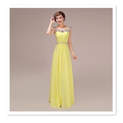 

2018 new beaded shoulders evening dress toast clothing bride wedding party dress host costume women