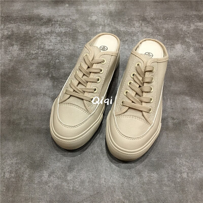 

No heel increase in summer new semitrailer canvas shoes women breaable 2019 shoes women tide shoes Korea shoes women