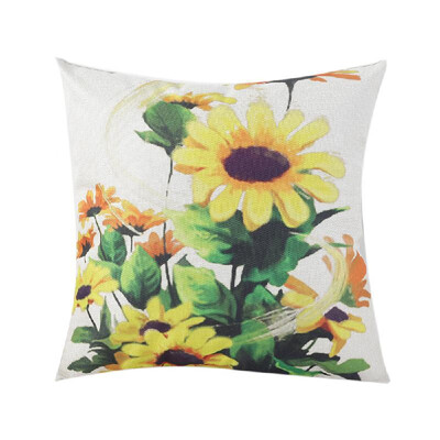 

Sunflower Printed Pillow Case Linen Cushion Cover Flower Pattern Square Pillowcase Home Office Safa Car Decoration 450 450mm