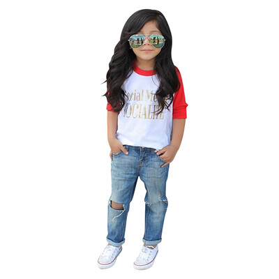 

Casual Baby Kids Girls Letters Printed Long Sleeve T-shirts Tops Clothes