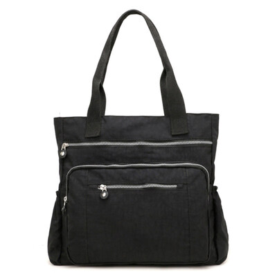 

Casual Women Solid Color Multi Pocket Zip Handbag Nylon Shoulder Storage Bag