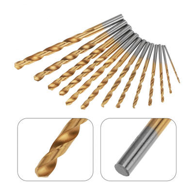 

Greensen 13Pcs 15-65mm High Speed Steel Titanium Coated Twist Drill Bits Set Tool with Round Handle