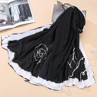 

Satin simulation silk camellia scarves scarf shawl wild dual-use autumn&winter wholesale SK020