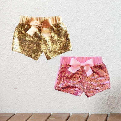 

Toddler Kids Baby Girls Bow Sparkle Party Shorts Sequin Bottoms Summer Costume