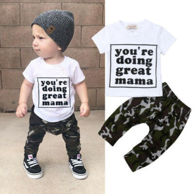 

US 2pcs Toddler Infant Baby Boy Summer T-shirt TopsShorts Pants Outfits Clothes