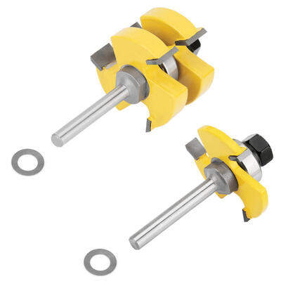 

Greensen 2pcs 14in Shank Woodworking Frame Door Floor Rail & Stile Cemented Carbide Router Bit