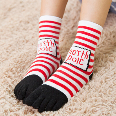 

Gobestart Christmas Unisex Print Multicolor Toe Socks Five Finger Socks Cotton Funny Socks