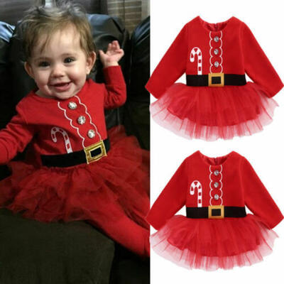 

Christmas Newborn Baby Girl Clothes Xmas Santa Claus Party Tutu Dress Gifts