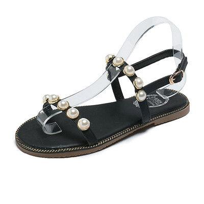 

Sandals girl summer flat soled students build a word buckle simple flat heel fairy wind beach slippers girl