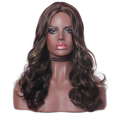 

〖Follure〗Dark Brown Women Natural Sexy Long Synthetic Wig Fashion Parting Wigs Rose Net