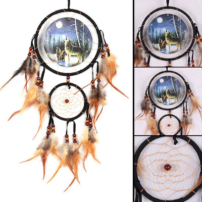 

Animal Design Handmade Dream Catcher with Feathers Car Wall Hanging Decor