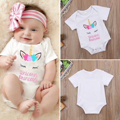 

Newborn Unicorn Princess Baby Girl Cotton Romper Bodysuit Clothes Outfit