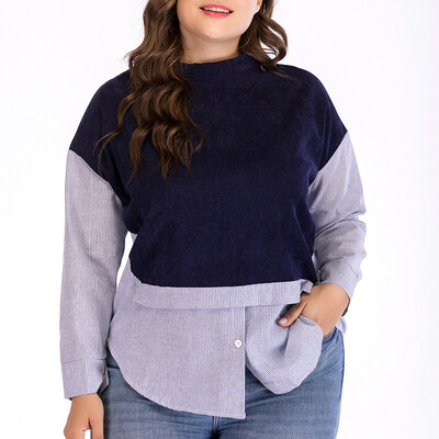 

Roseonmyhand Womens Plus Size Casual Striped Ladies T-shirt Long Sleeve O-Neck Top Blouse