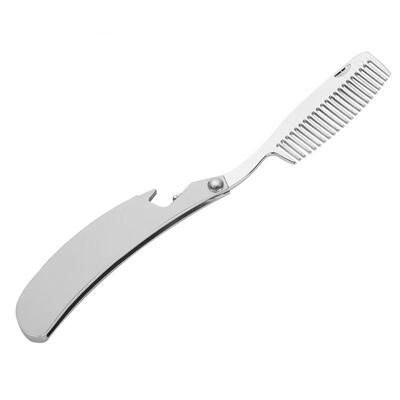 

Greensen Beard Shaping Comb Mens Mustache Shaper Comb Anti Static Stainless Steel Folding Comb