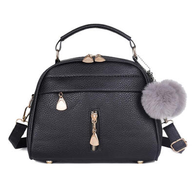 

Pure Color Leaf Hair Ball Decor Shoulder Handbags Women Small Crossbody Bag