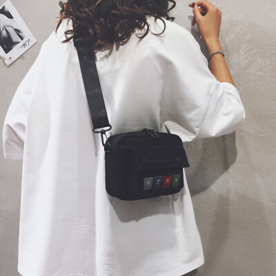 

Net red small bag female 2019 new casual ins Harajuku canvas bag Korean version of the wild broadband shoulder Messenger bag