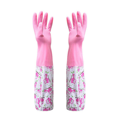 

〖Follure〗Waterproof Rubber Latex Flannel Washbowl Gloves Kitchen Household Cleaning Glove