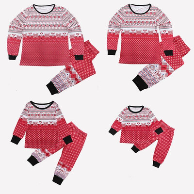 

Christmas Family Women Pajamas Sets Snowflake Print Long Sleeve Blouse Pants Sleepwear Nightwear Outfits