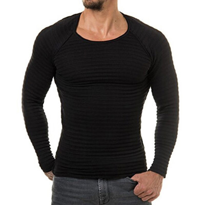 

Men Sports Athletic Tops Long Sleeve Crew Neck Muscle Tee Shirts Slim Pullover