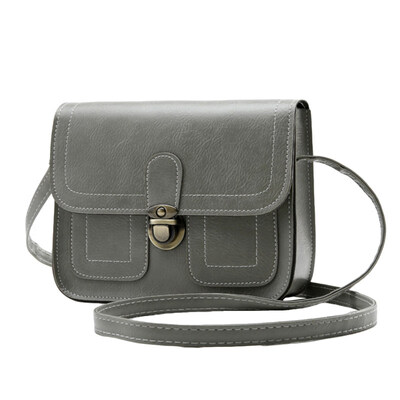 

Vintage Women Solid Color Lock Faux Leather Crossbody Shoulder Messenger Bag