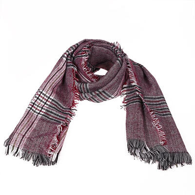 

Vintage Women Men Thicken Warm Cashmere Shawl Unisex Plaid Stripe Scarf
